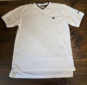 Vintage Y2K Starter Mesh Jersey Short Sleeve Athletic Shirt White Navy Black M